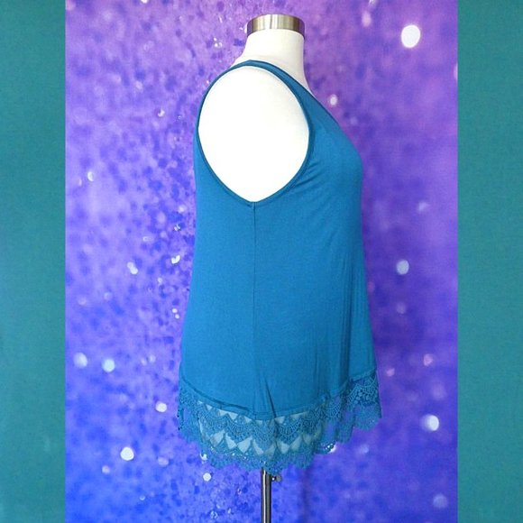NWT Meri Skye Teal Tank Lace Bottom Size 2X - Picture 7 of 11